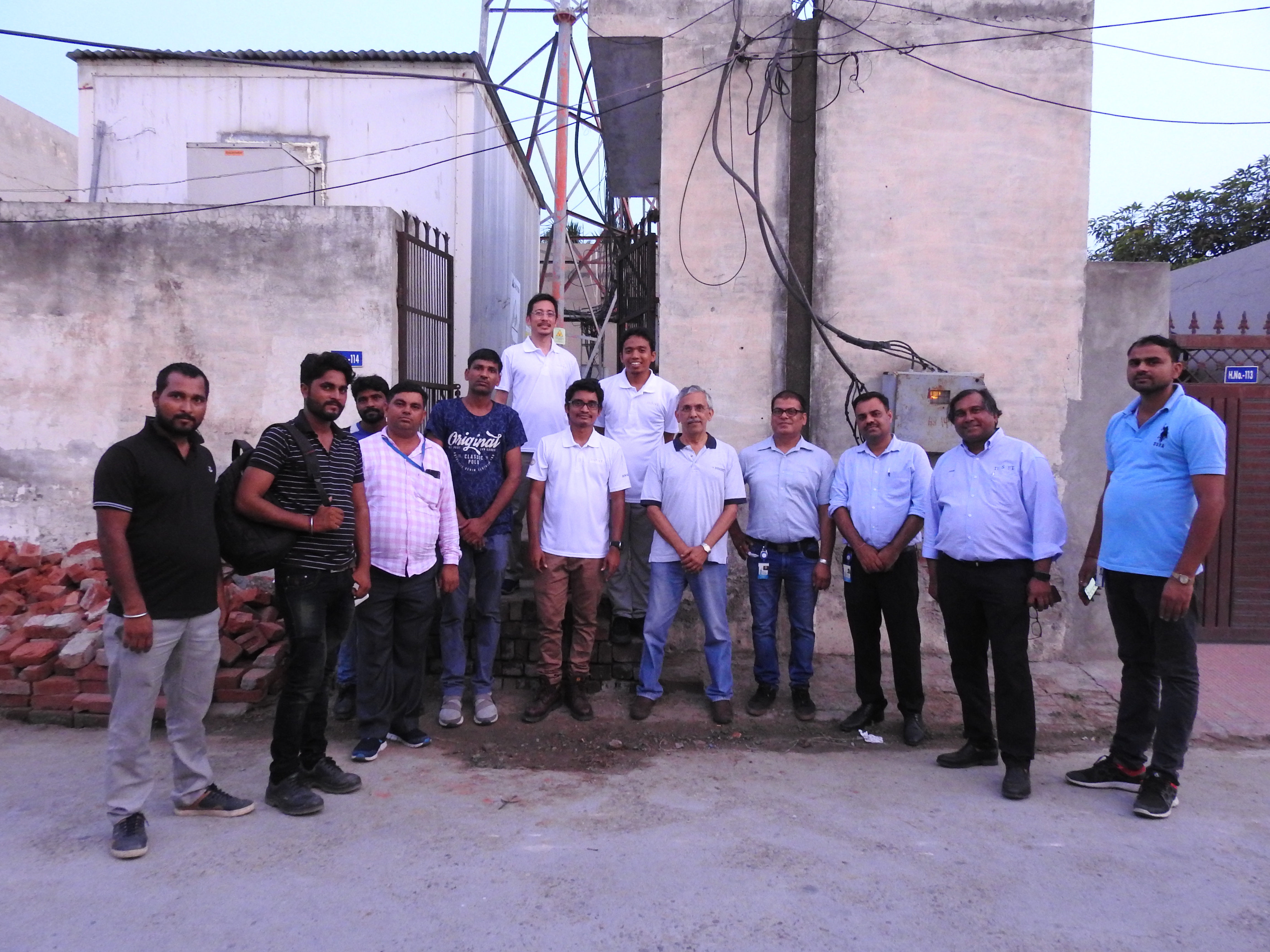Telecommunications project team at a tower site